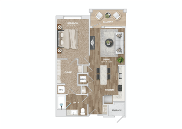 1 bed, 1 bath, 749 sqft, $1,502