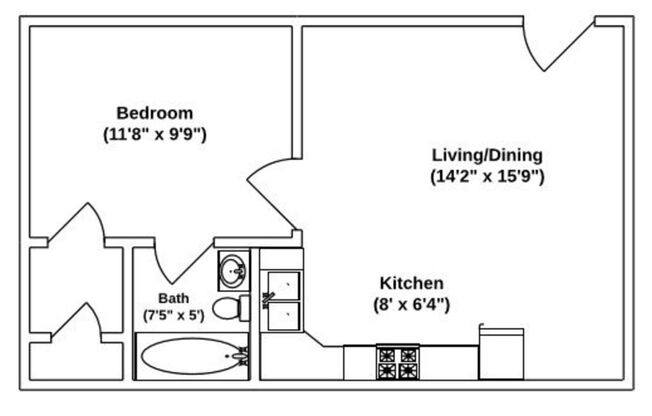 1 bed, 1 bath, 486 sqft, $675