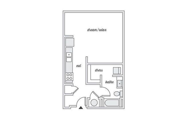 Studio, 1 bath, 598 sqft, $1,460