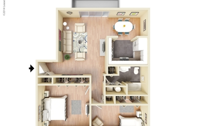 2 beds, 1 bath, 841 sqft, $1,150