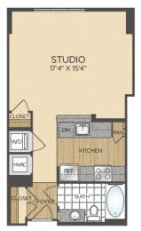 Studio, 1 bath, 534 sqft, $1,922