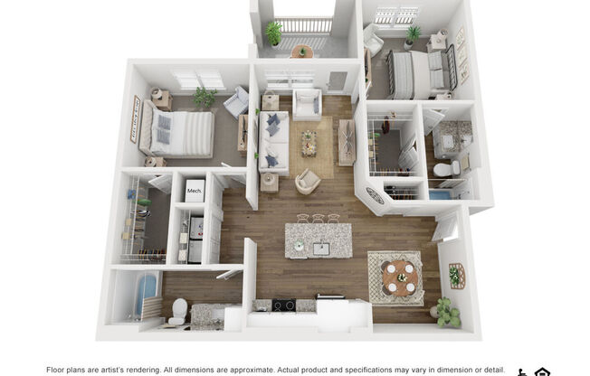 2 beds, 2 baths, 1,105 sqft, $1,642