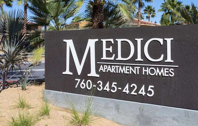 Welcoming Property Signage at Medici Apartment Homes, California