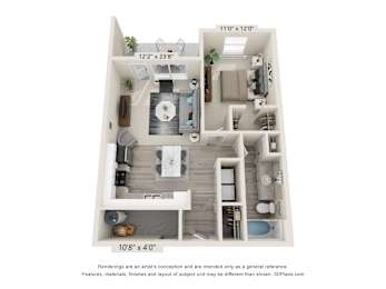 1 bed, 1 bath, 684 sqft, $1,360