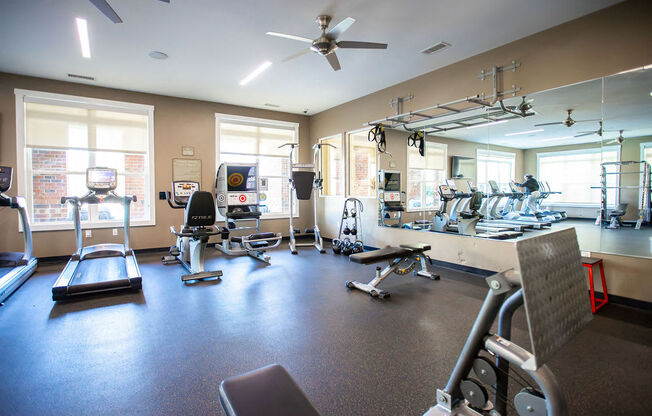 a gym with weights and other exercise equipment