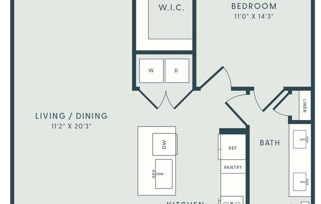 1 bed, 1 bath, 813 sqft, $1,364