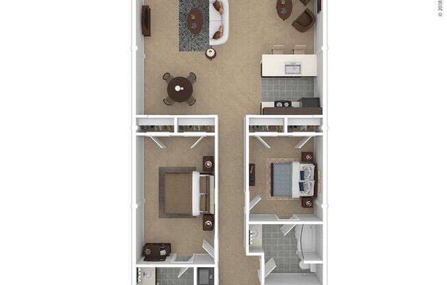 2 beds, 2 baths, 1,300 sqft, $2,699