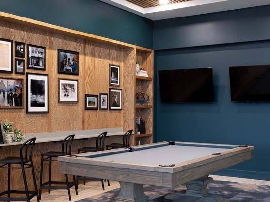 Watch the game from any of the multiple HDTVs while playing billiards or lounging and taking in the views