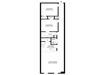 2 beds, 1 bath, 932 sqft, $1,524