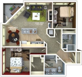 2 beds, 2 baths, 1,232 sqft, $3,240