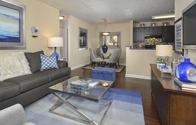 Modern Living Room at Harvard Place Apartments, Lithonia, GA, 30058