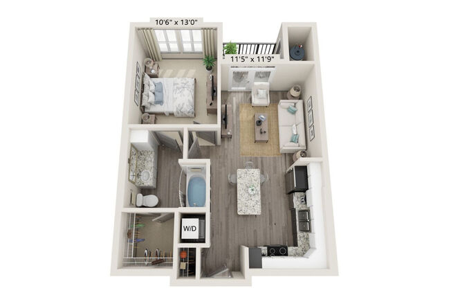 1 bed, 1 bath, 617 sqft, $1,322