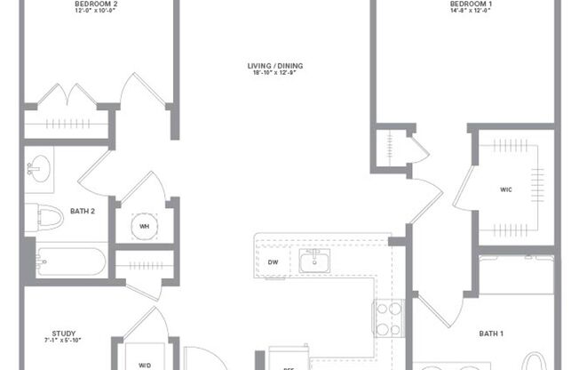 2 beds, 2 baths, 1,167 sqft, $2,950, Unit 434