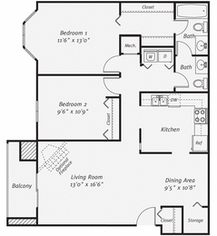 2 beds, 1.5 baths, 1,049 sqft, $1,930