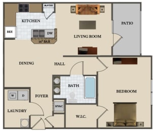 1 bed, 1 bath, 835 sqft, $1,416