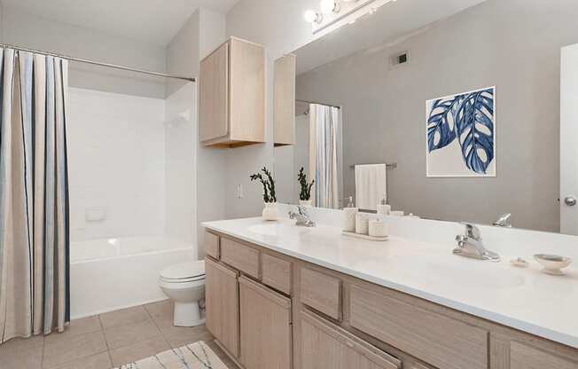 modern apartment bathroom with a bathtub