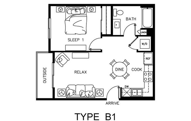 1 bed, 1 bath, 630 sqft, $2,550, Unit 109