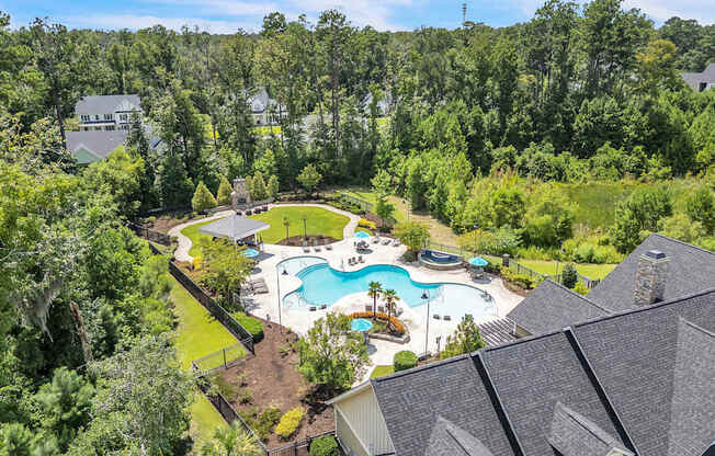 Ariel view of courtyard with trees at Sterling Creek at Richmond Hill, Richmond Hill, GA