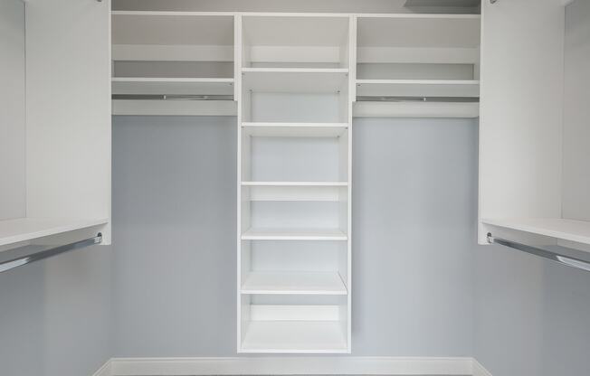 a modular closet with shelves