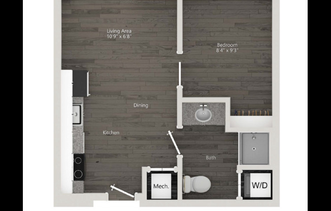 1 bed, 1 bath, 400 sqft, $1,195