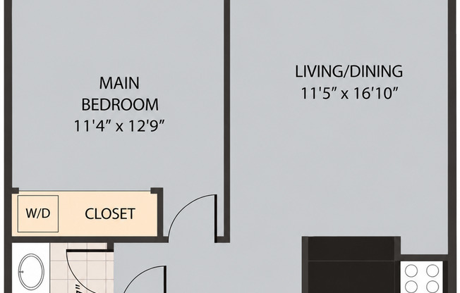 1 bed, 1 bath, 590 sqft, $1,395, Unit 126