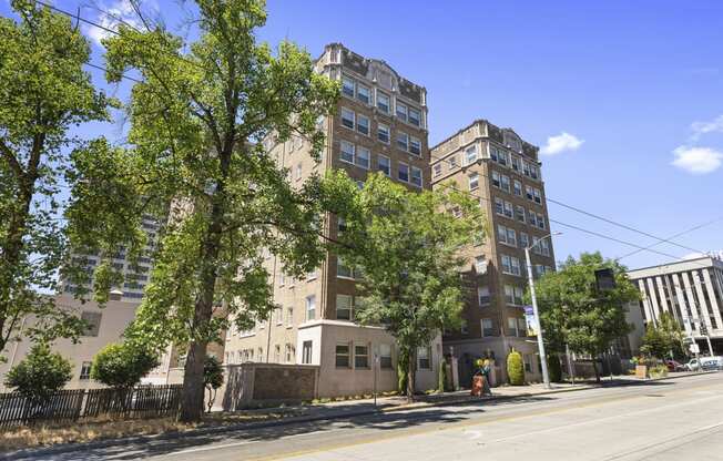 a view of the property building from the street at Malloy Apartment Homes, Seattle, WA
