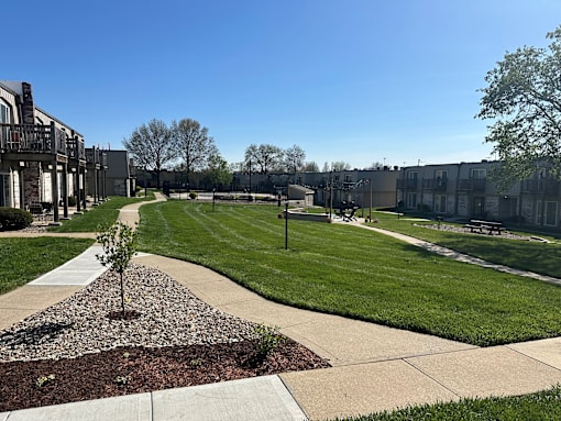 a park in the middle of an apartment complex