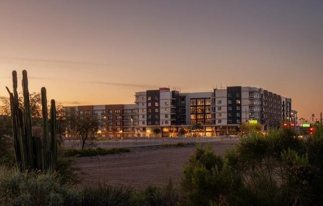 Golden hour along the Rio Salado sets the scene—where desert sunsets frame life at Modera Rio Salado.