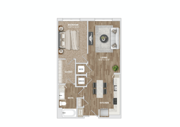 1 bed, 1 bath, 735 sqft, $1,379