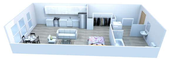 Studio, 1 bath, 551 sqft, $1,750