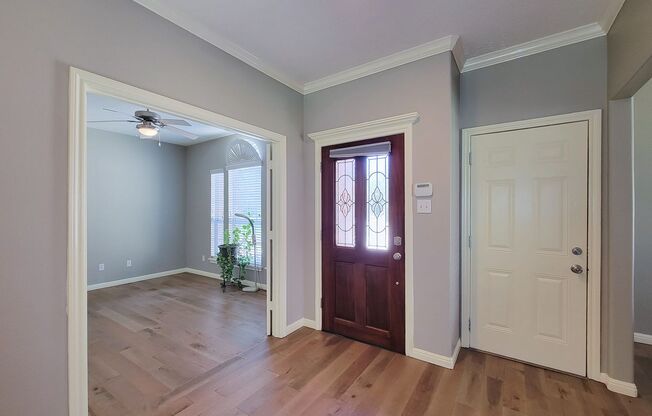 Beautiful 3-bedroom home for lease in the peaceful Oak Landing community! Situated on nearly half an acre, this property offers plenty of privacy with no direct rear neighbors and is surrounded by mature trees and lush green space. The bright and spaciou