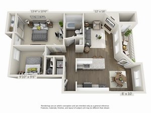 2 beds, 1 bath, 869 sqft, $2,073