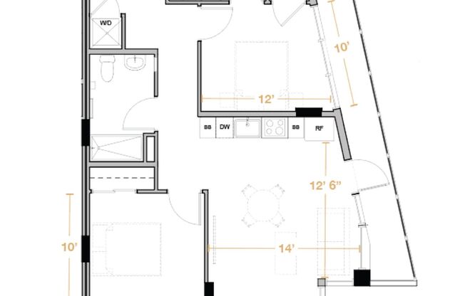 2 beds, 2 baths, 816 sqft, $4,210, Unit 409