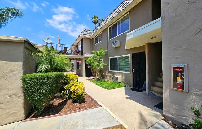 a building with a metal railing