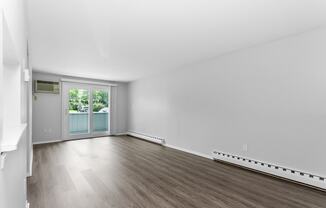 Empty living room at Gull Harbor Apartments, New London, CT