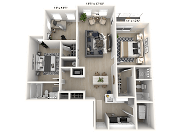 2 beds, 2 baths, 1,196 sqft, $1,816