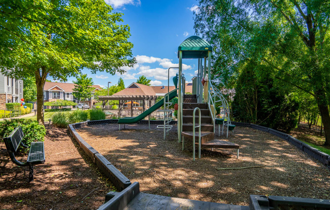 Playground Surrounded By Lush Greenery