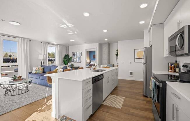 Kitchen With Living Area at Riverfront Everett, Washington, 98201