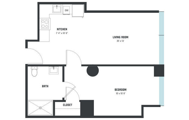 1 bed, 1 bath, 619 sqft, $1,324