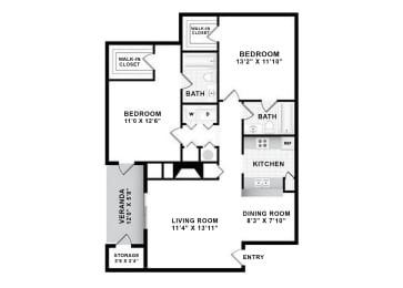 2 beds, 2 baths, 1,113 sqft, $1,258