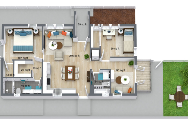 2 beds, 2 baths, 974 sqft, $3,295, Unit 4753-2