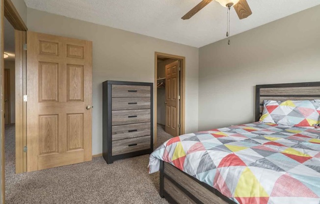 Second bedroom with walk-in closet at Southwind Villas in southwest Omaha in La Vista, NE, 68128