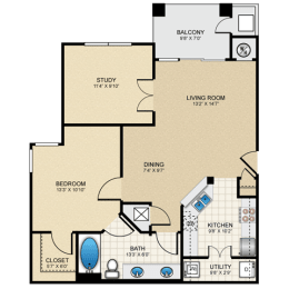 1 bed, 1 bath, 848 sqft, $1,471