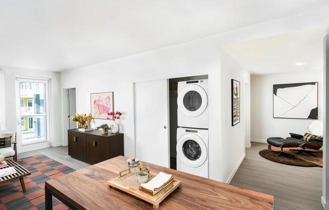 Enjoy the convenience of an in-home, full-size washer and dryer—laundry day just got a major upgrade.