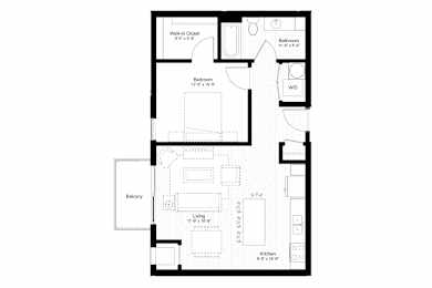 1 bed, 1 bath, 745 sqft, $1,675