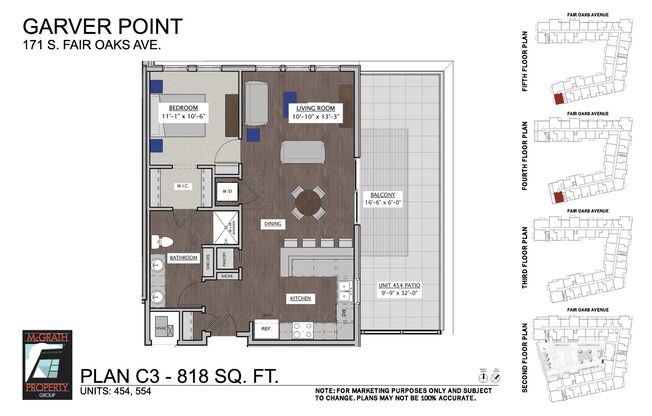 1 bed, 1 bath, 818 sqft, $2,075, Unit 452