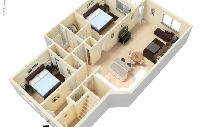2 beds, 1 bath, 1,100 sqft, $1,599
