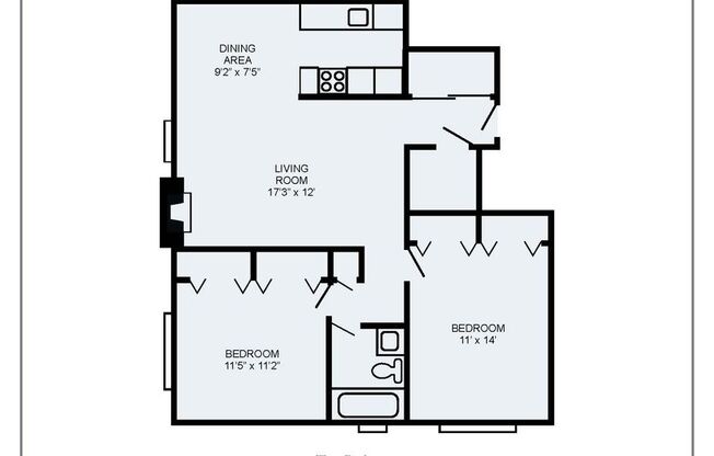 2 beds, 1 bath, 835 sqft, $1,665, Unit 301