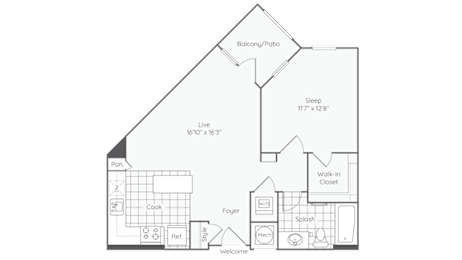 1 bed, 1 bath, 700 sqft, $1,906