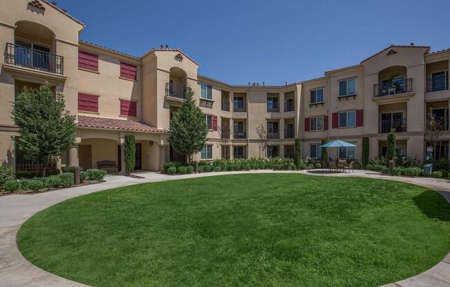 a large lawn in front of a building